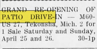Patio Drive-In - Apr 1959 Ad